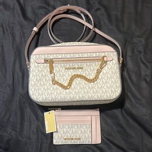 Micheal Kors pink crossbody and matching wallet